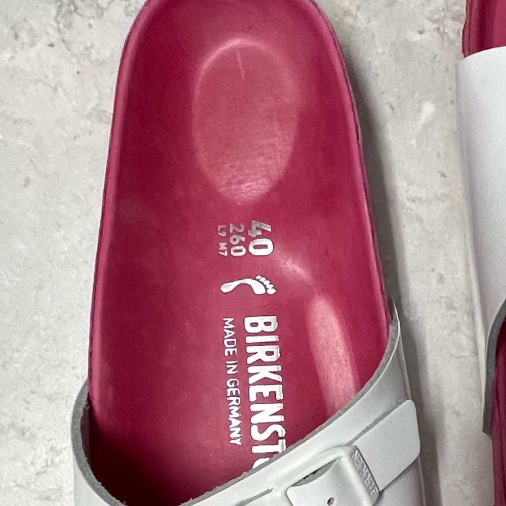 Birkenstock Pink and White All Leather Sandals Size 9 - Picture 9 of 9